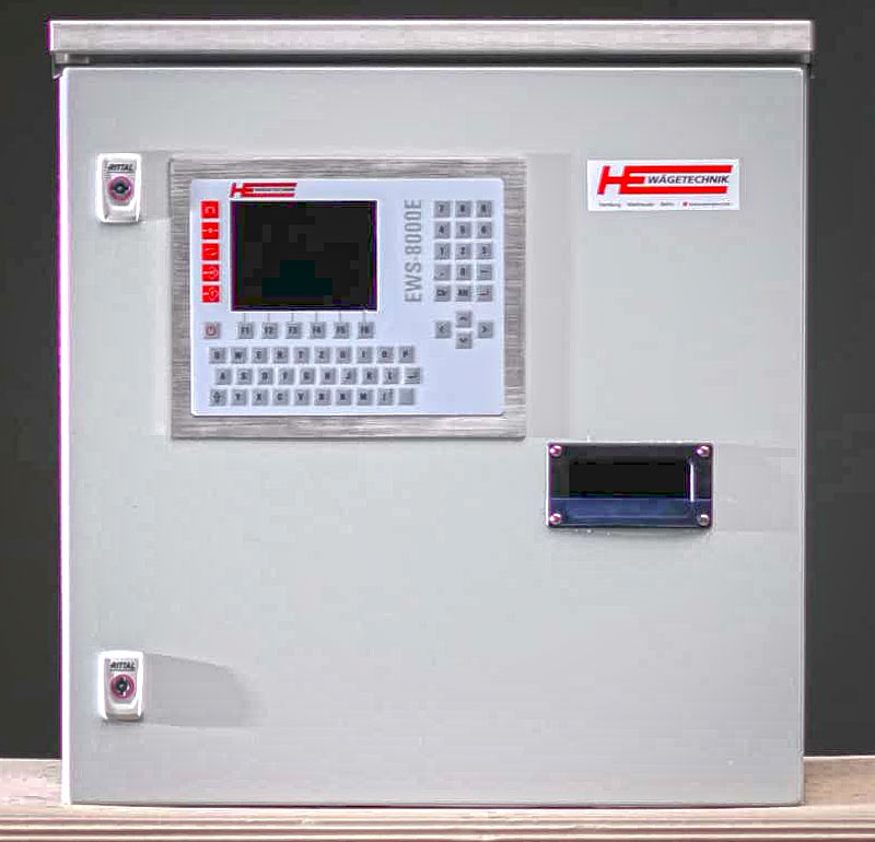 Control cabinet with built-in weighing terminal and receipt printer for the platform scale