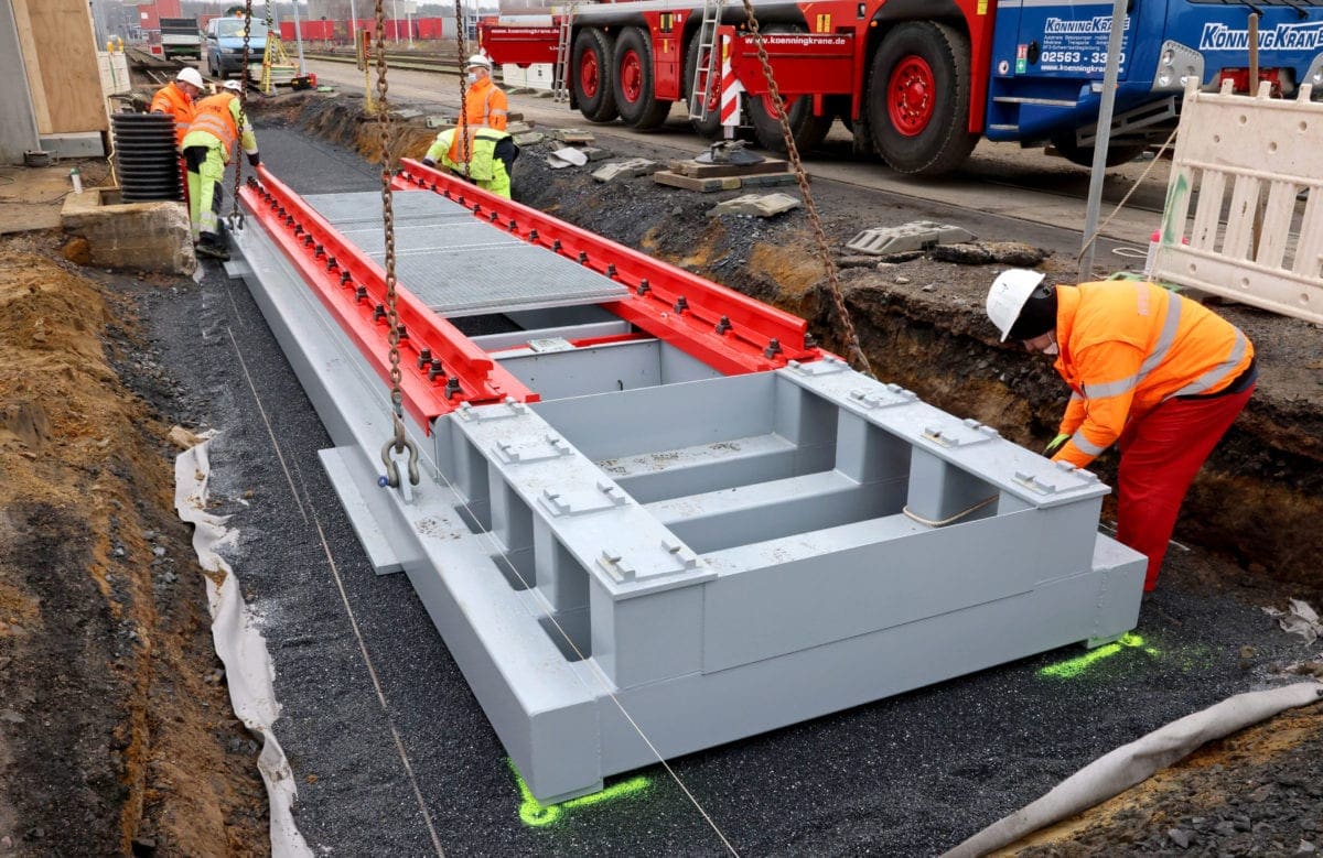 Platzierung und Montage einer dynamischen Gleiswaage