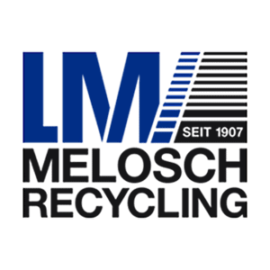 KG Ludwig Melosch Vertriebs-GmbH & Co. Blaues Logo mit weißen Streifen und Mustern