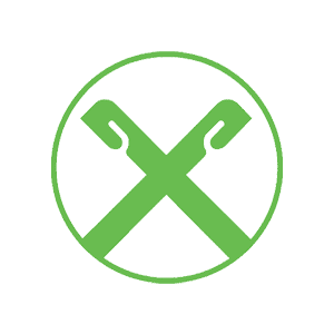 Raiffeisen Grünes Logo mit überkreuzten Hämmern