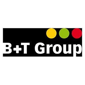 Umweltdienste Bohn GmbH Logo der B+T Group mit farbigen Punkten