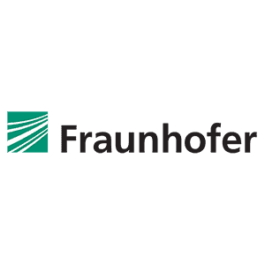 Fraunhofer-Gesellschaft zur Förderung der angewandten Forschung e.V. Firmenlogo mit grünen Streifen und schwarzen Elementen