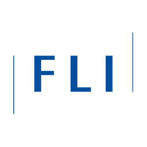 Friedrich-Loeffler-Institut, Bundesforschungsinstitut für Tiergesundheit Blaue Buchstaben FLI auf weißem Hintergrund