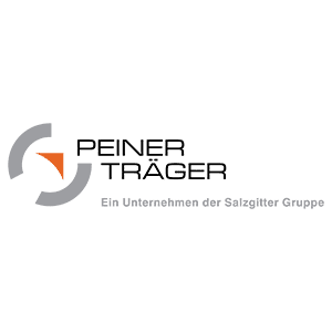 Peiner Träger GmbH Graues Logo mit orangenem Element Peiner Träger GmbH