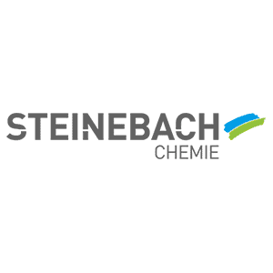 Richard Steinebach GmbH & Co. KG Logo Steinebach Chemie mit blauem und grünem Designelement