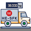 LKW mit Aufschrift HE-SFK und 38.000 kg Zeichen