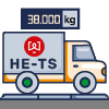 truck with a scale and a sign that says he-ts