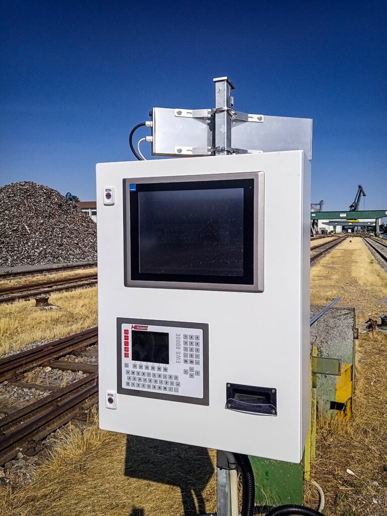 Control station on the railroad track