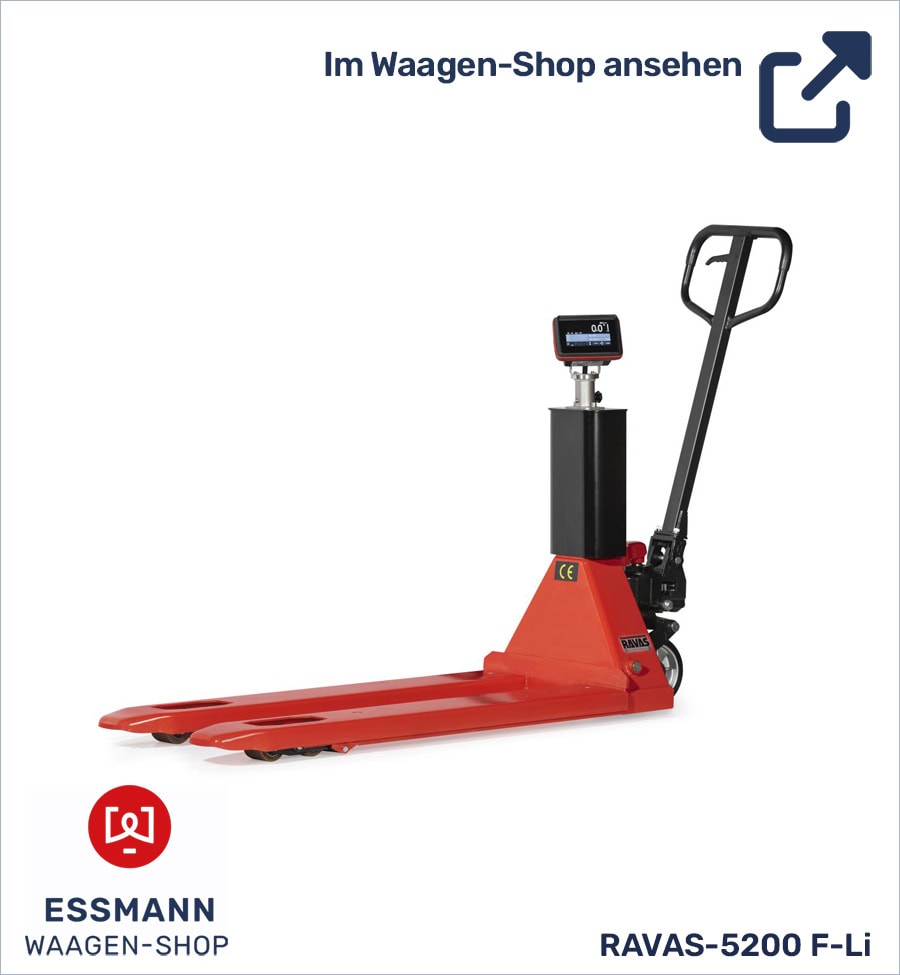 Red pallet truck with scales