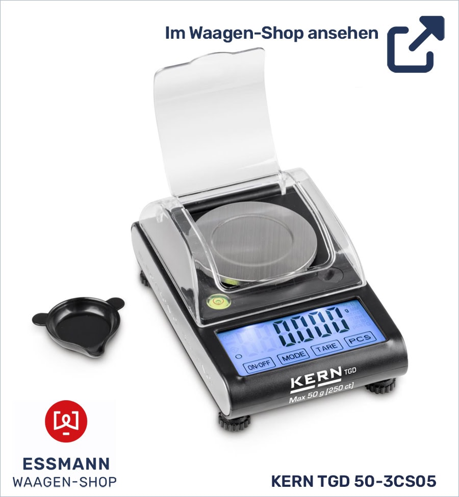 Präzisionswaage KERN TGD mit Windschutz und Display