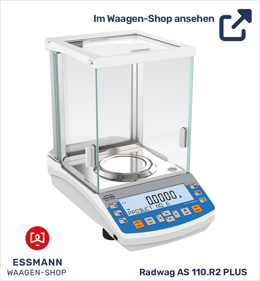 Analysenwaage mit Glasgehäuse und Digitalanzeige