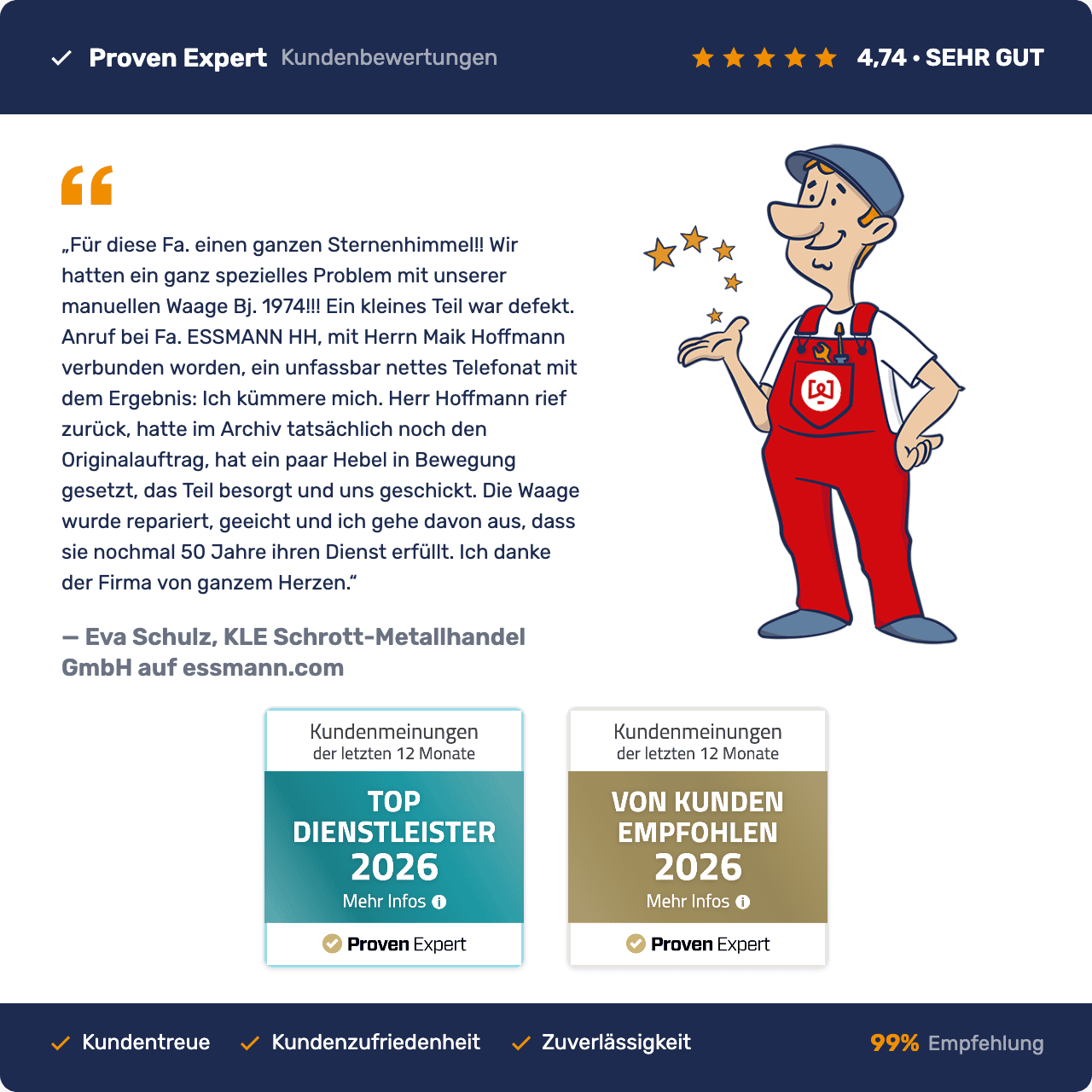 ProvenExpert Customer Review: Essmann, 4.74 stars
