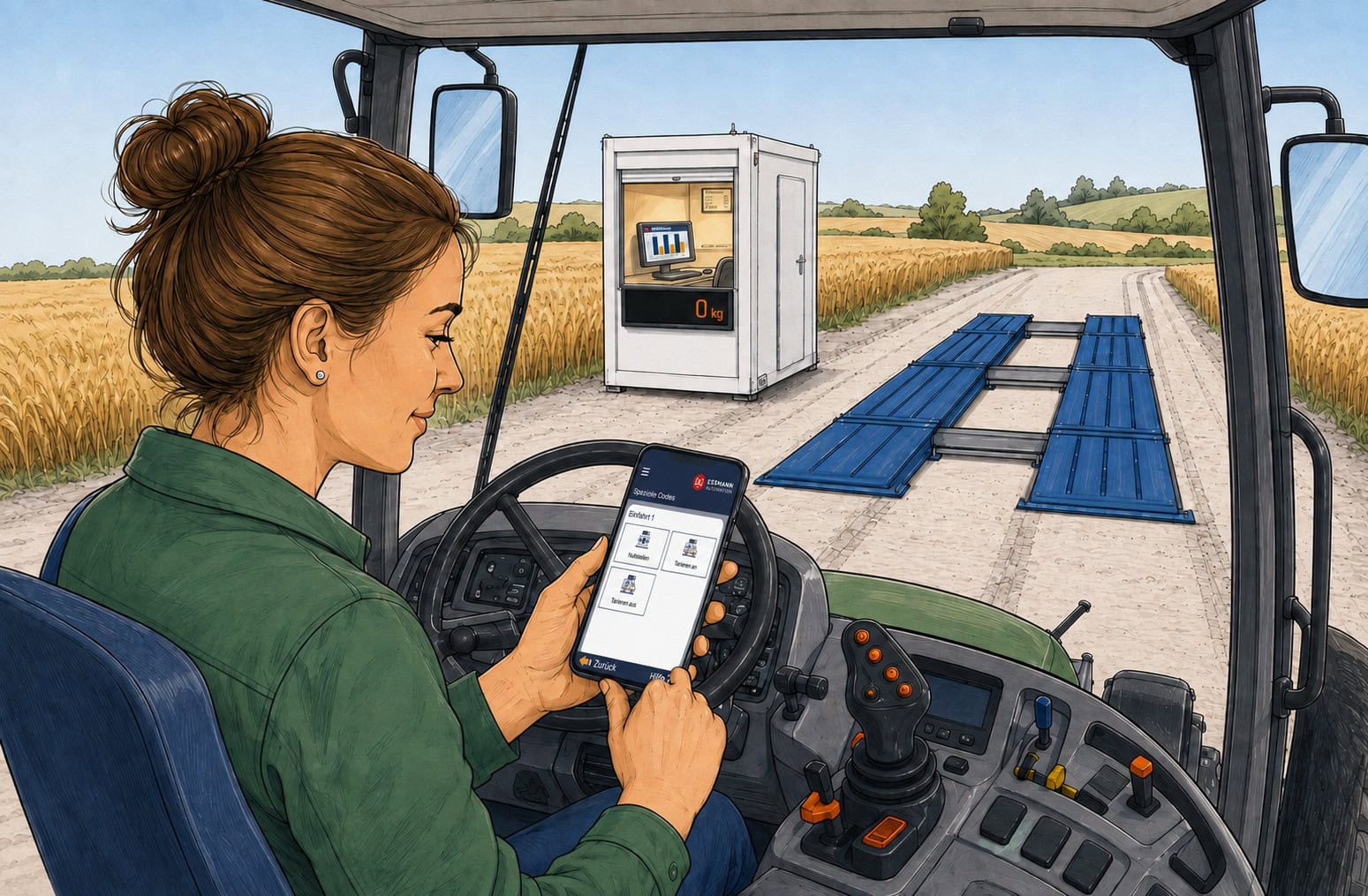 Landwirtin steuert mit Smartphone die Fahrzeugwaage