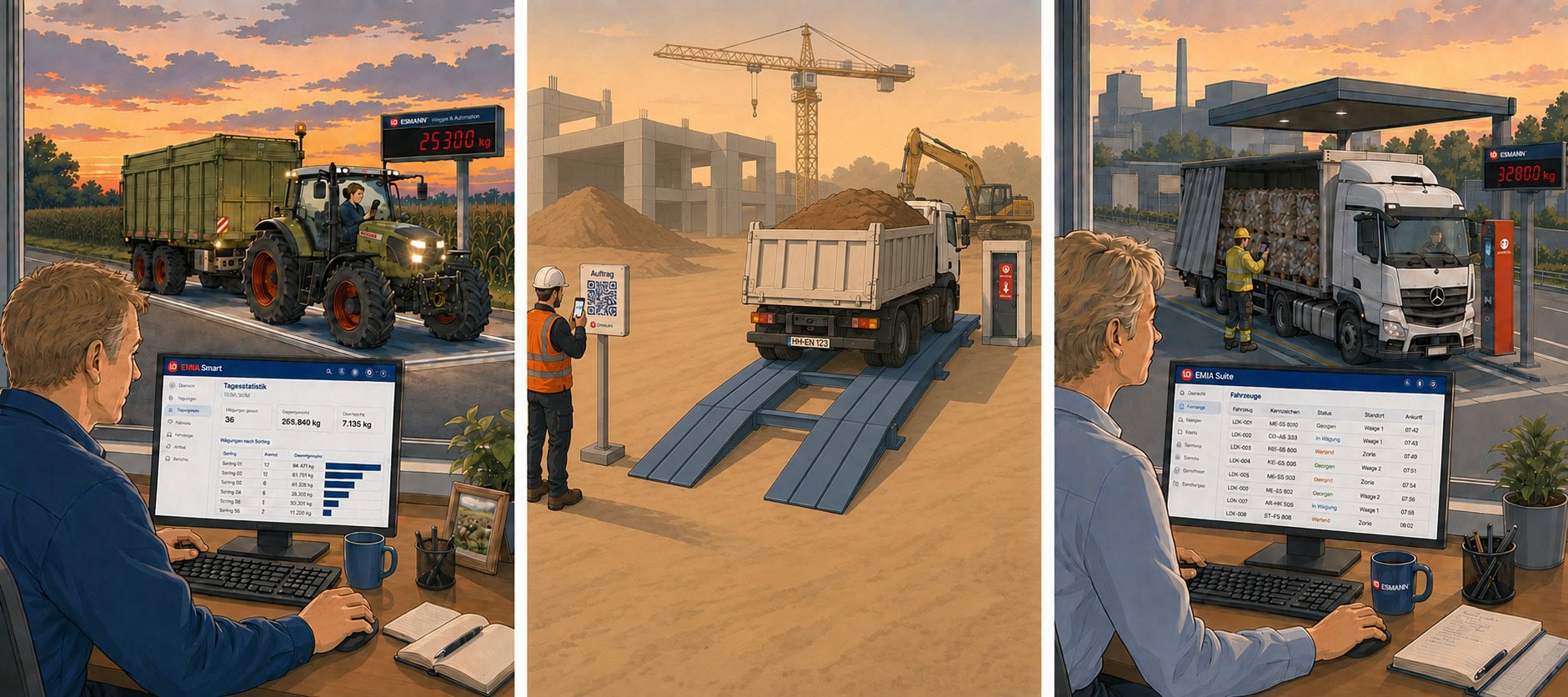 ESSMANN Wäge- und Yard-Management-Software für Landwirtschaft. Baustellen und Industrie